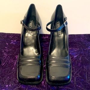 Two Lips Square-Toe Retro Mary Jane Heels